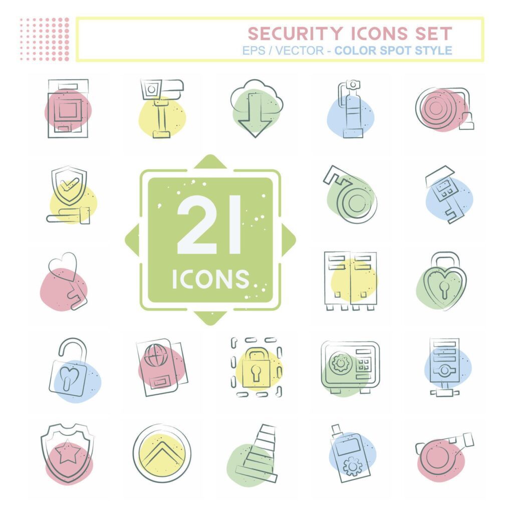 Icon Set Security. related to Technology symbol. Color Spot Style. simple design illustration Stock Free