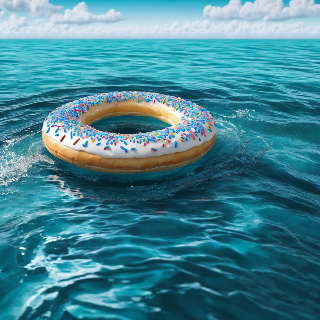 Donut-shaped swimming tire in by @ai_generated