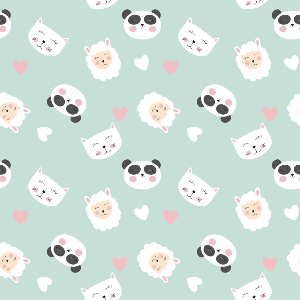 Cute animals seamless pattern background Free Vector