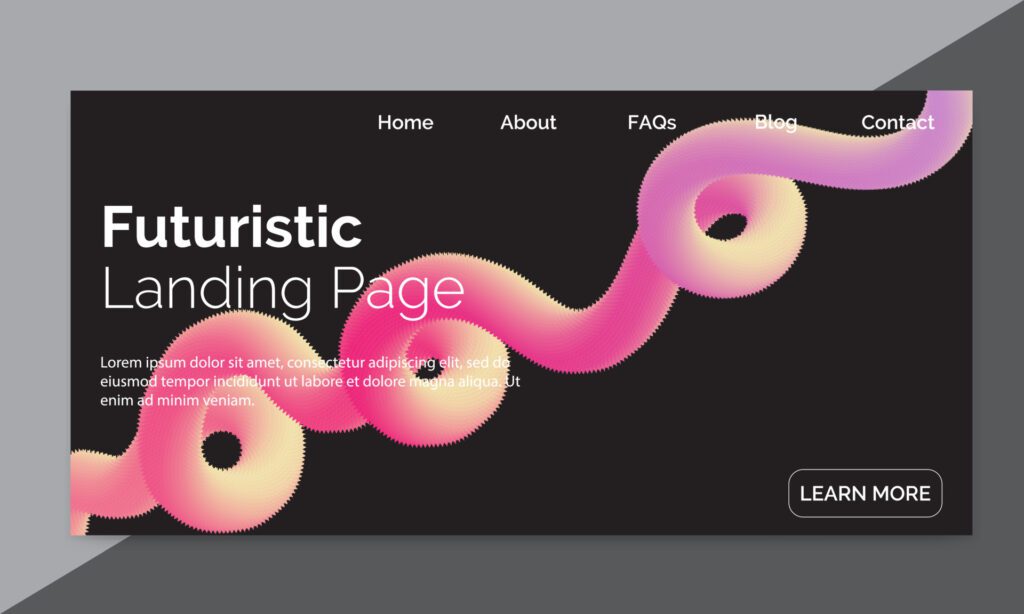 3D flowing blend gradient design for web site, colorful fluid shape isolated on background, futuristic design backdrop, landing page Free Vector