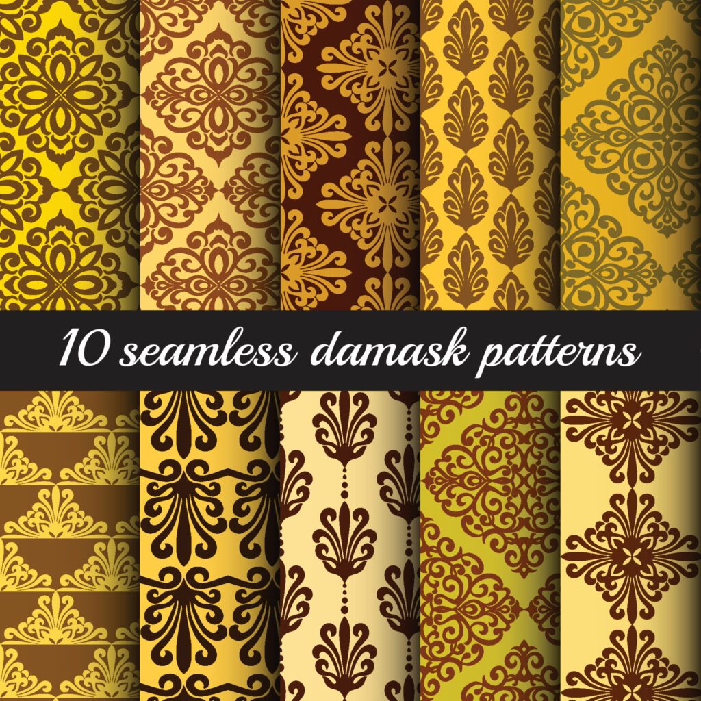 damask backgrounds set Free Vector