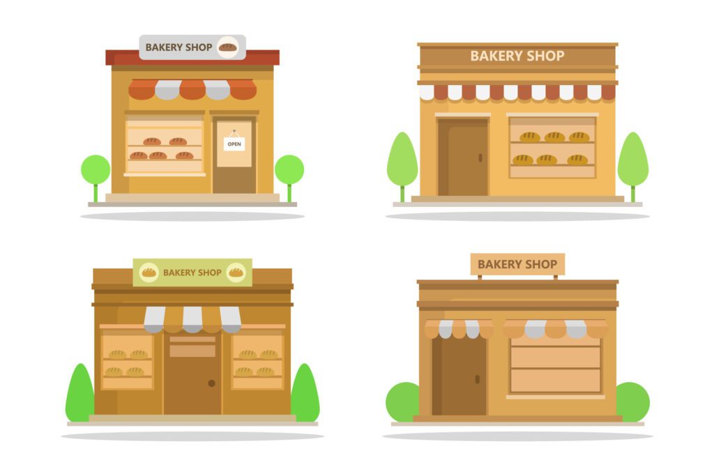 Bakery shop illustrated on white background Free Vector