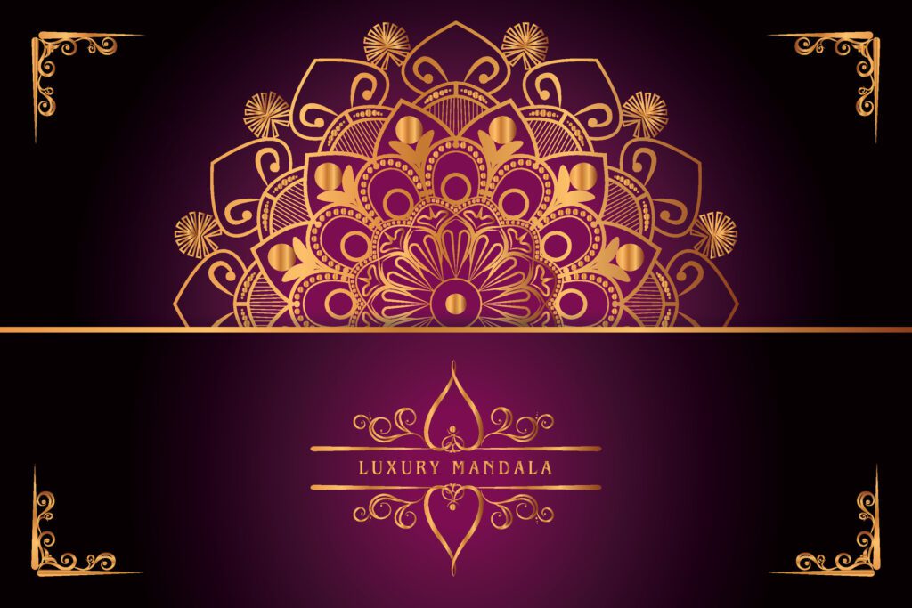 golden mandala design with gradients background Free Vector