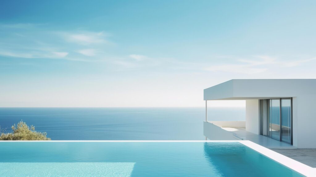 Luxury modern villa with pool. Illustration Stock Free