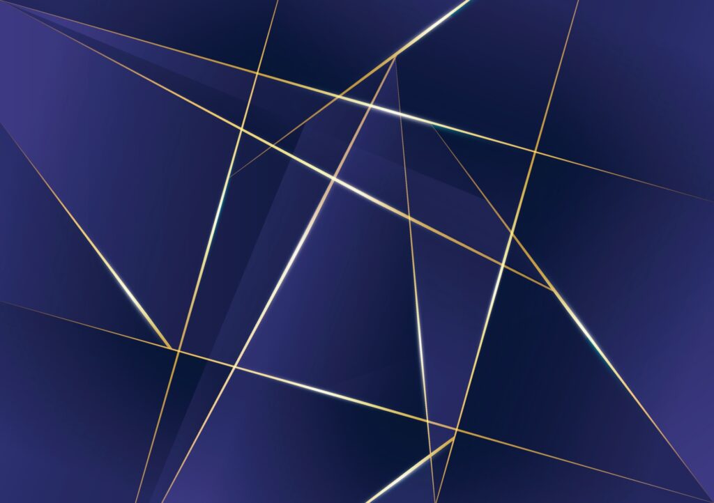 Abstract polygonal pattern luxury golden line with dark blue template background. premium style for poster, cover, print, artwork. Vector illustration Free Vector