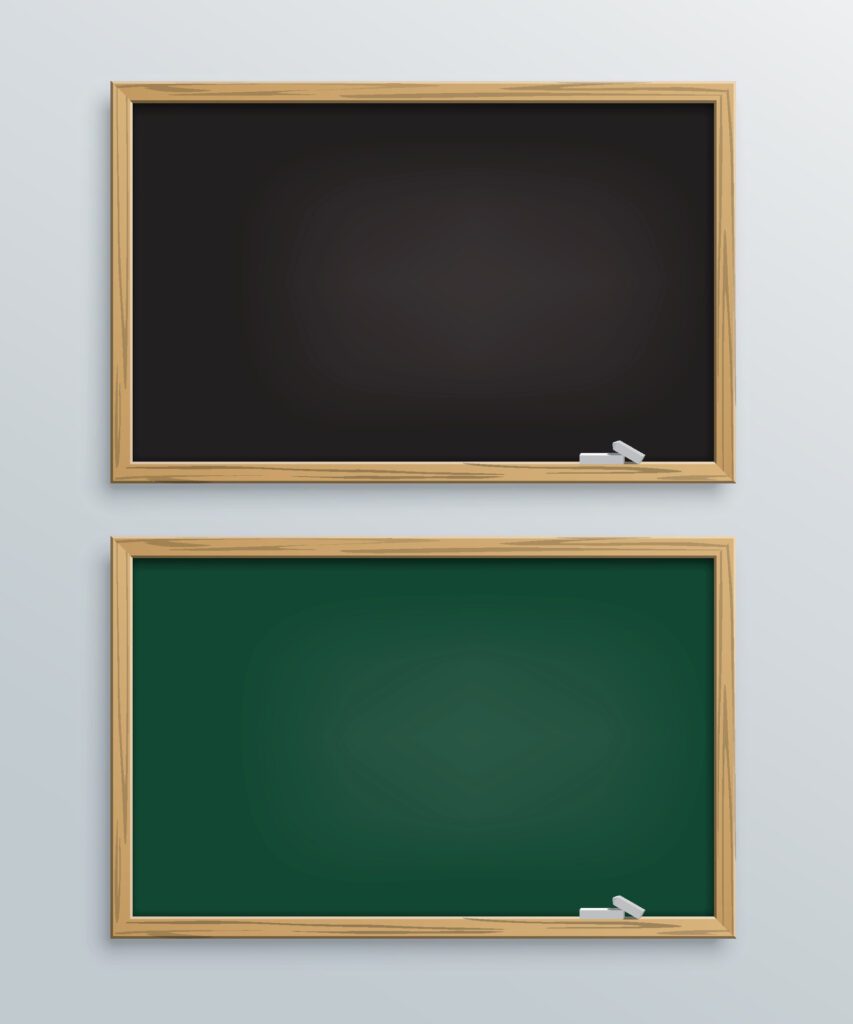 two blackboards with chalk on a white background Free Vector