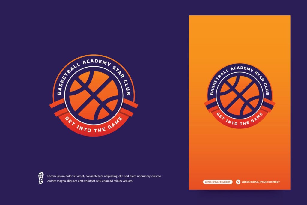 Basketball club logo, Basketball tournament emblems template. Sport team identity, E-Sport badge design vector illustrations Stock Free