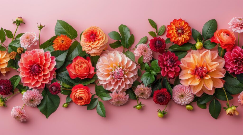 Pink and Orange Floral Arrangement on a Light Pink Background Stock Free