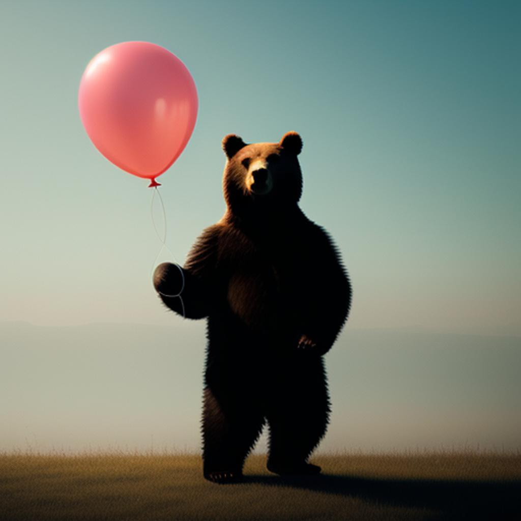 Bear holding a balloon by @ai_generated