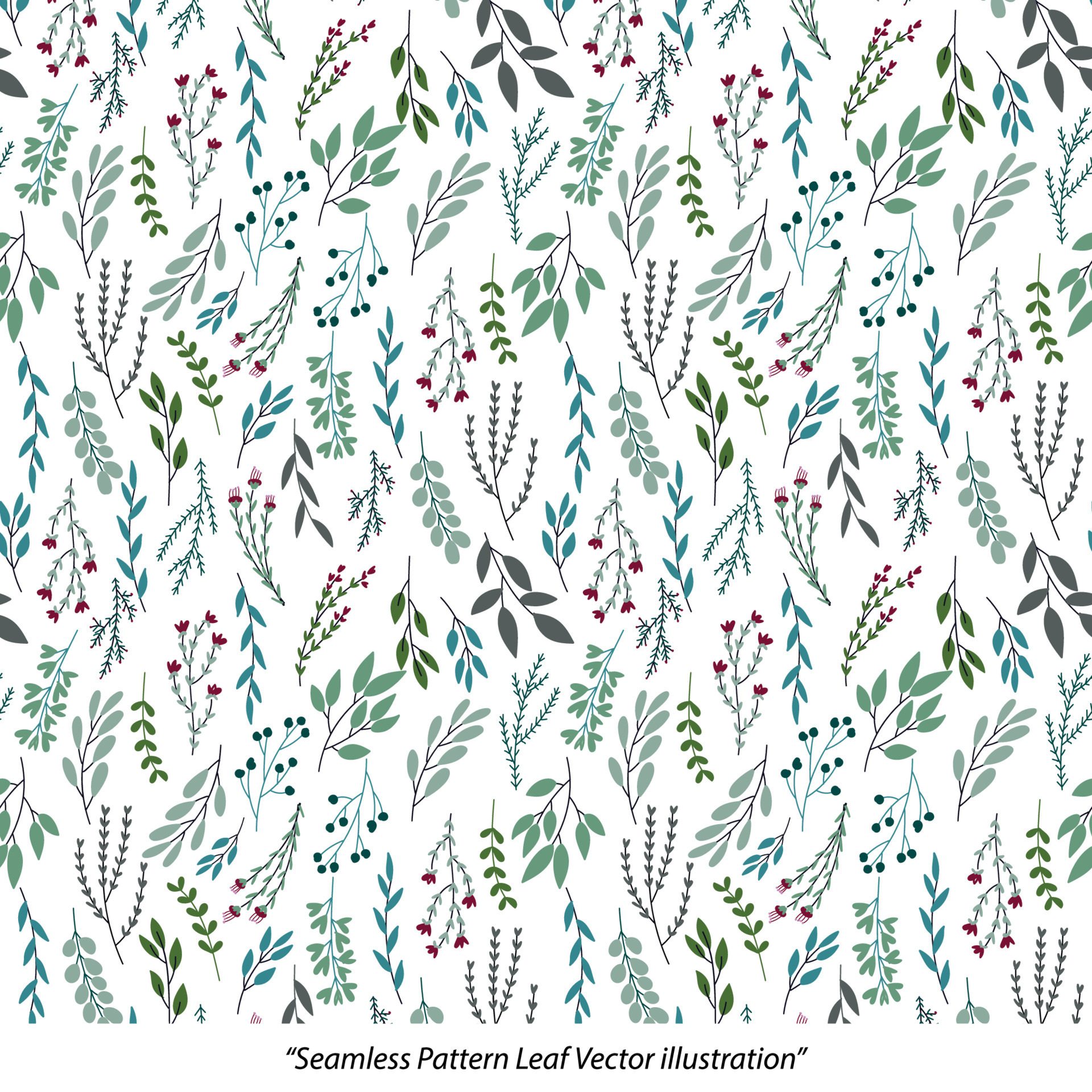 Seamless Pattern Leaf Vector illustration Free Vector