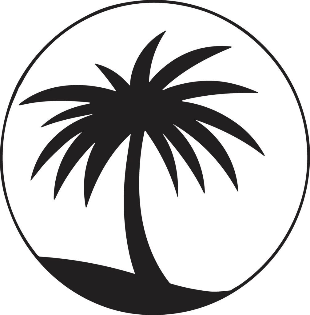 Coconut tree or sea logo in the concept of tourism in vintage style Free Vector