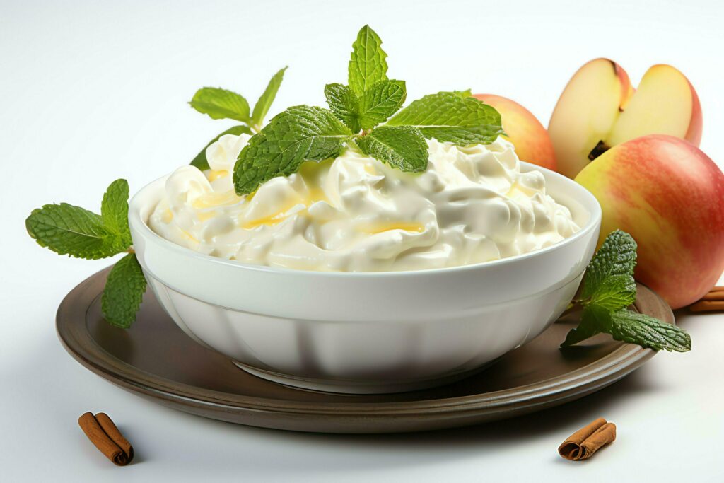 A delicious apple soup food in a bowl. Winter food and healthy protein soup meal concept by AI Generated Stock Free