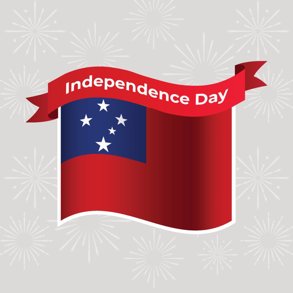 Samoa Wavy Flag Independence Day Banner Background Free Vector