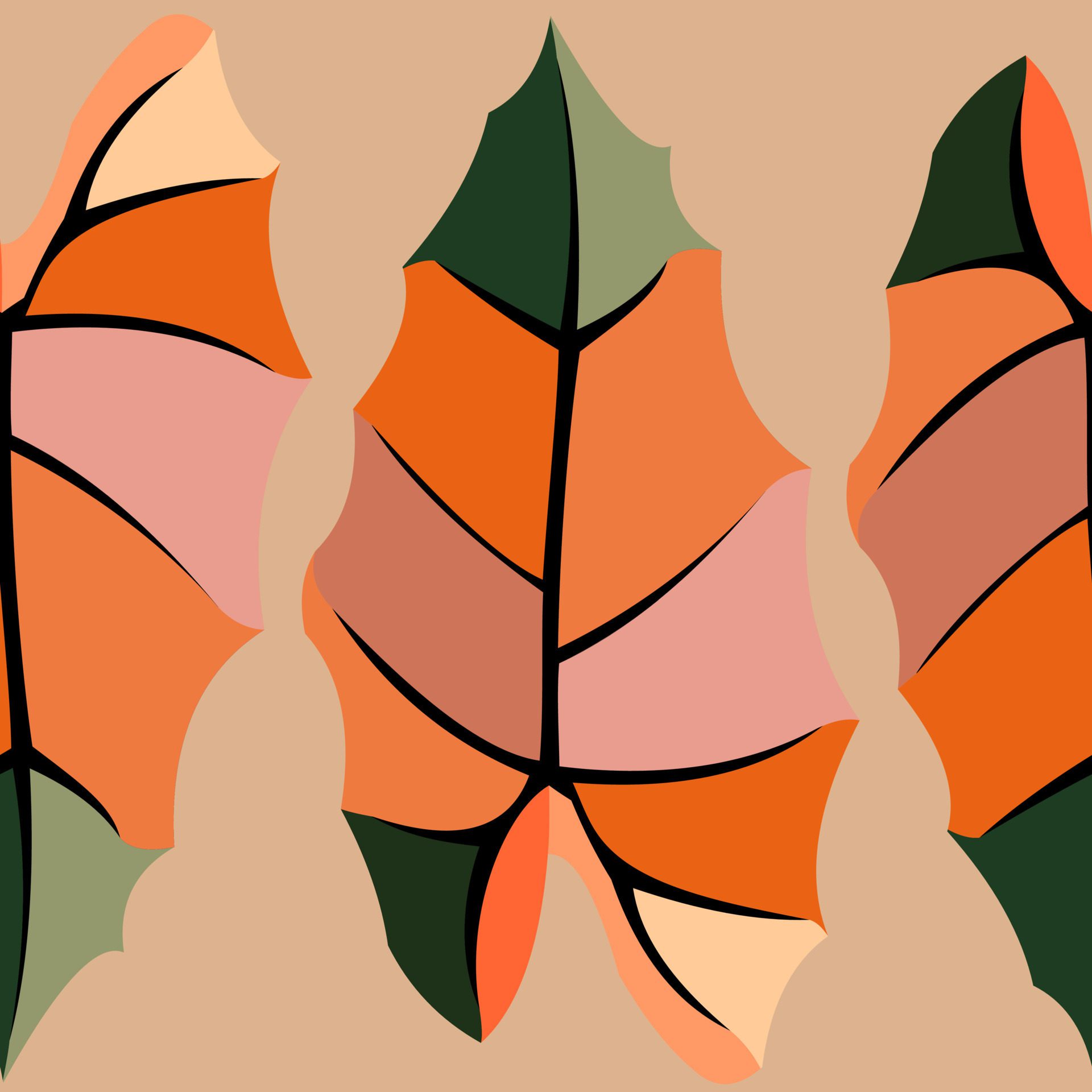 seamless pattern with colorful leaves elements Free Vector