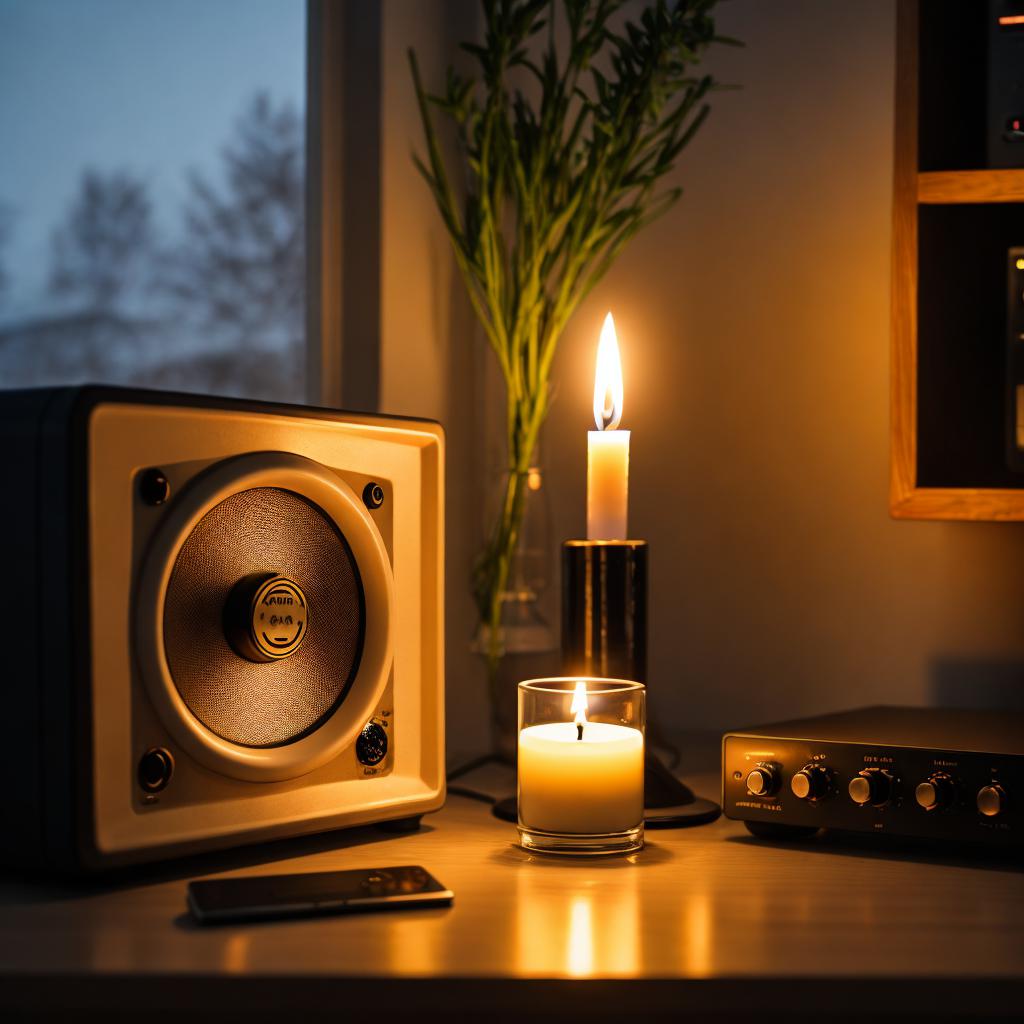 Radio, candle, evening by by @ai_generated