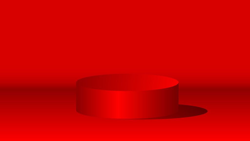 minimalist red podium with realistic shadow, podium stand to show product. vector illustration Free Vector