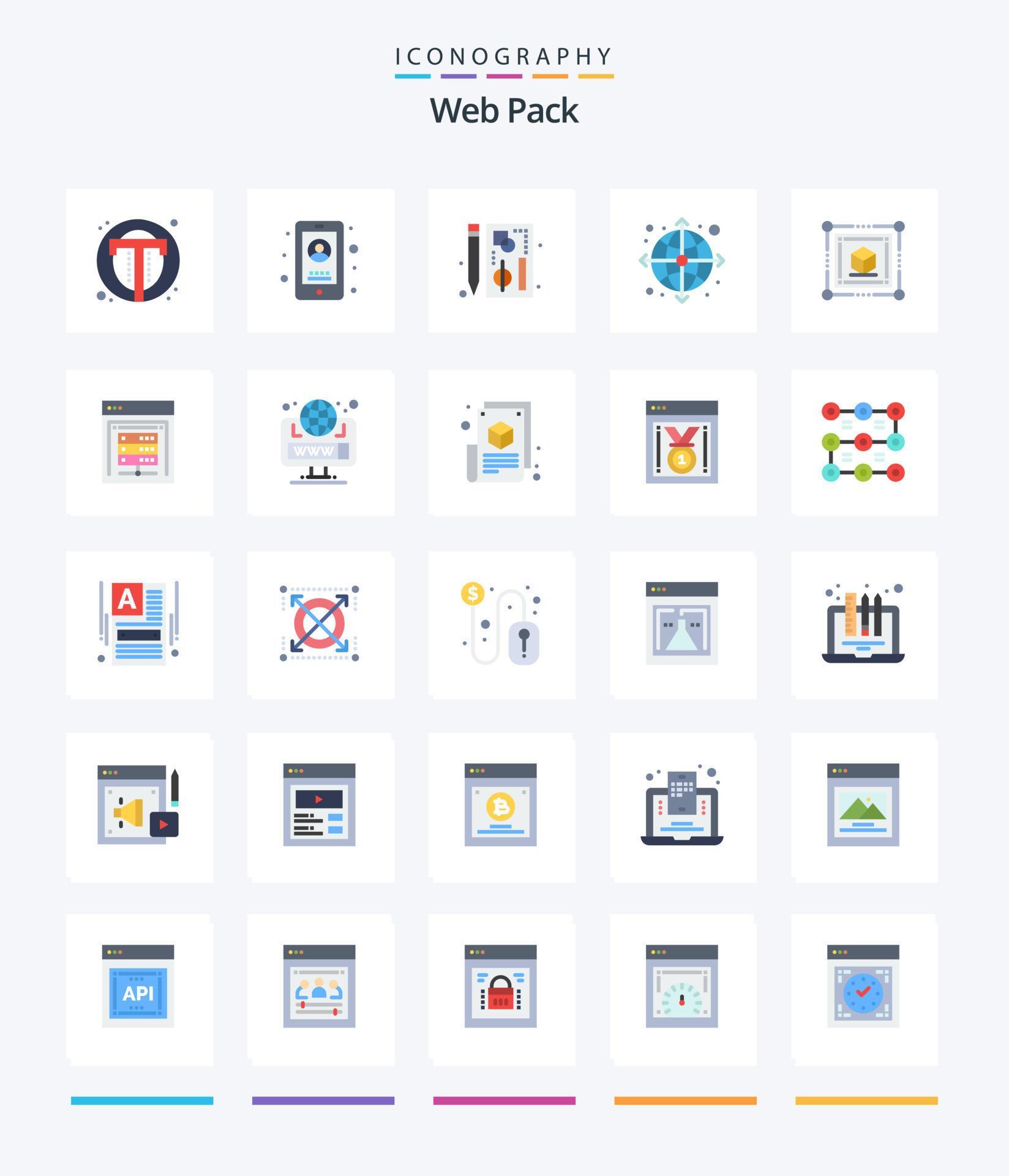 Creative Web Pack 25 Flat icon pack Such As web. globe. user. arrow. page Stock Free