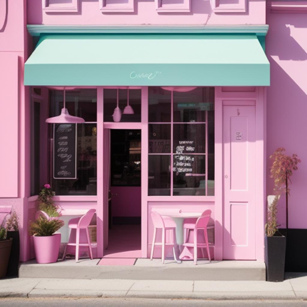 Pastel pink coffee shop by @ai_generated