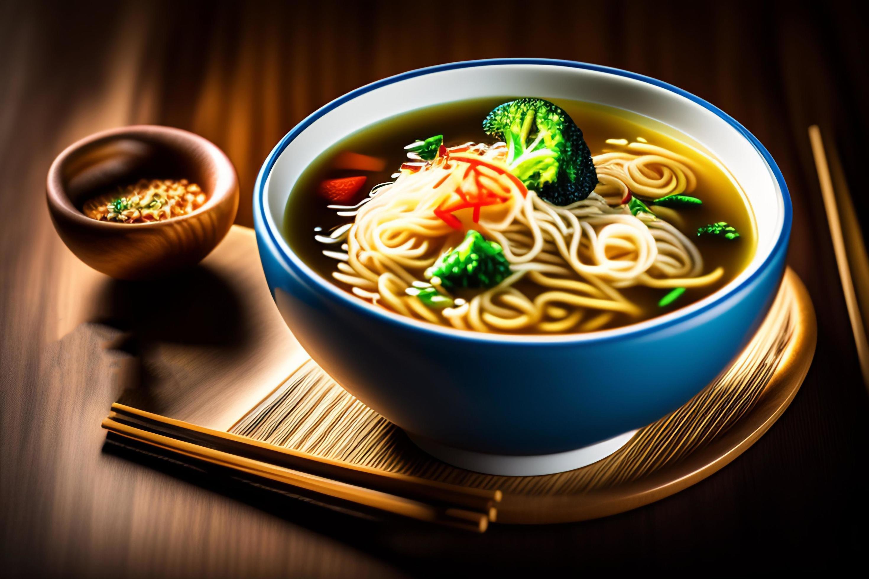 Delicious noodles. Fast food meal with appetizing pasta and chopsticks. Stock Free