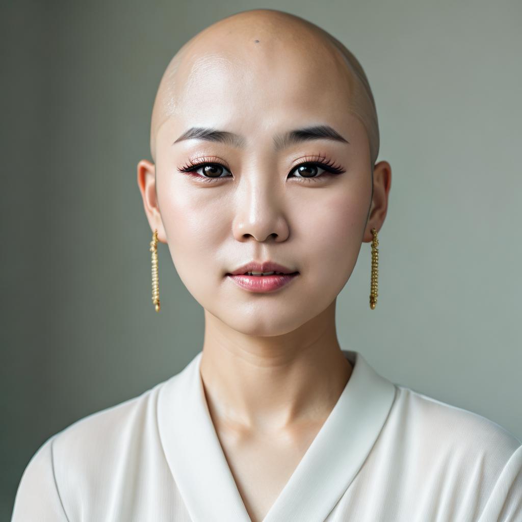 Bald Korean woman Portrait by @ai_generated