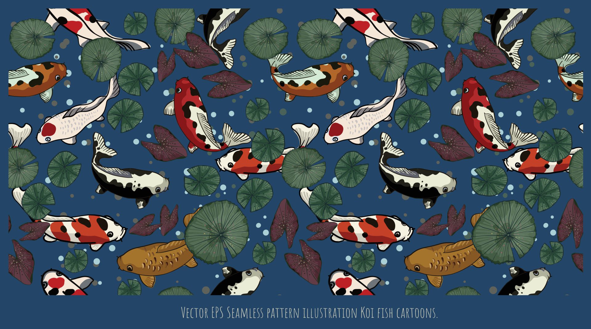 Vector EPS Seamless pattern illustration Koi fish cartoons Free Vector