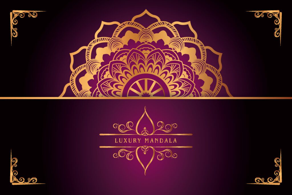 golden mandala design with gradients background Free Vector