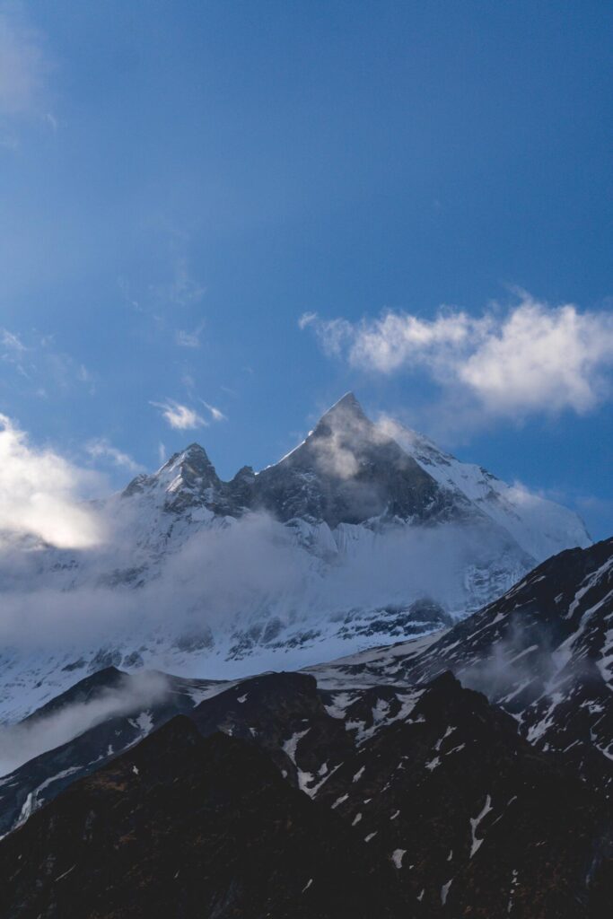 Mountain in Nepal, Annapurna Base Camp, Machapuchare Mountain, Annapurna Trekking, Travel in Nepal Stock Free