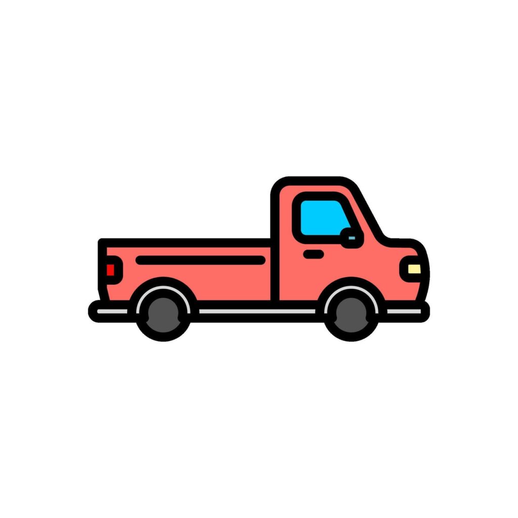 colored line icon of pickup car, isolated background Stock Free