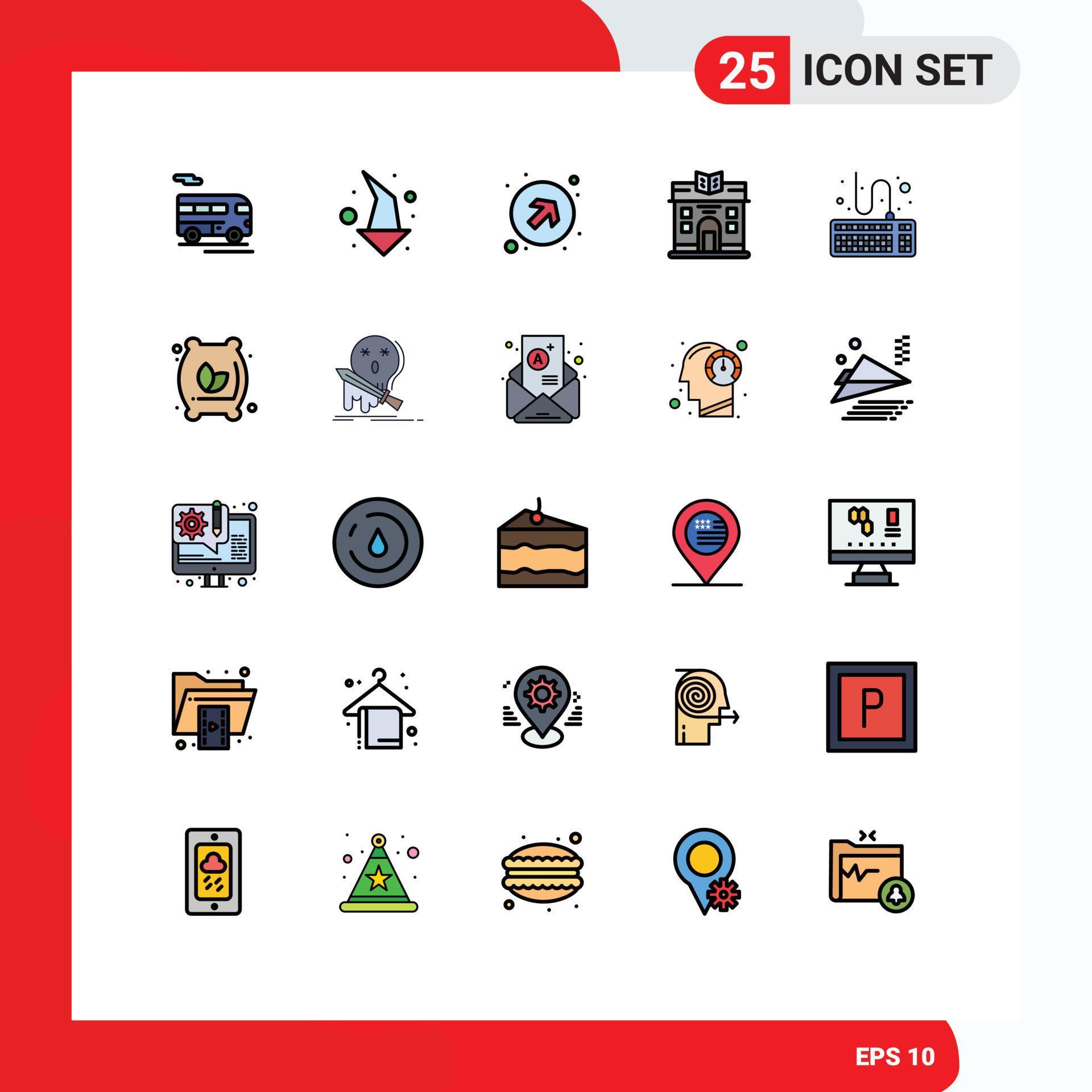 25 Universal Filled line Flat Color Signs Symbols of type attach arrow building city Editable Vector Design Elements Stock Free