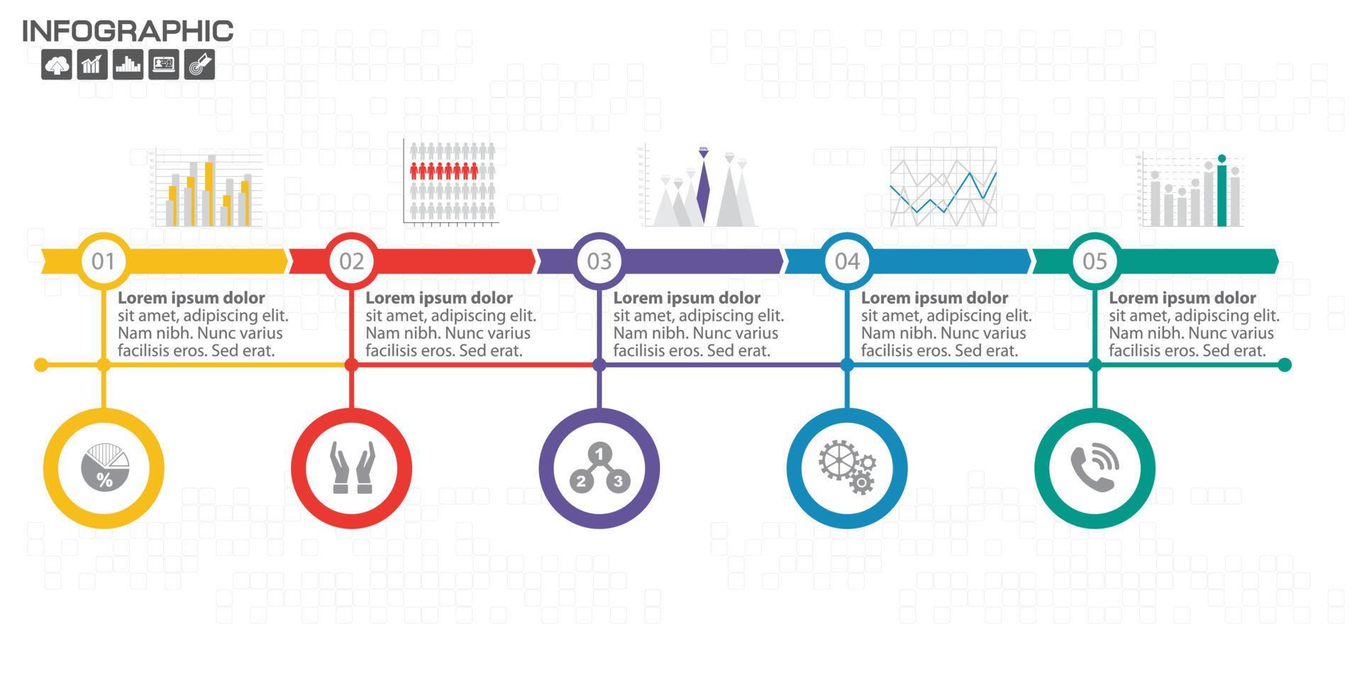 Infographic arrow design template 9 steps with place for your data. Vector illustration. Stock Free