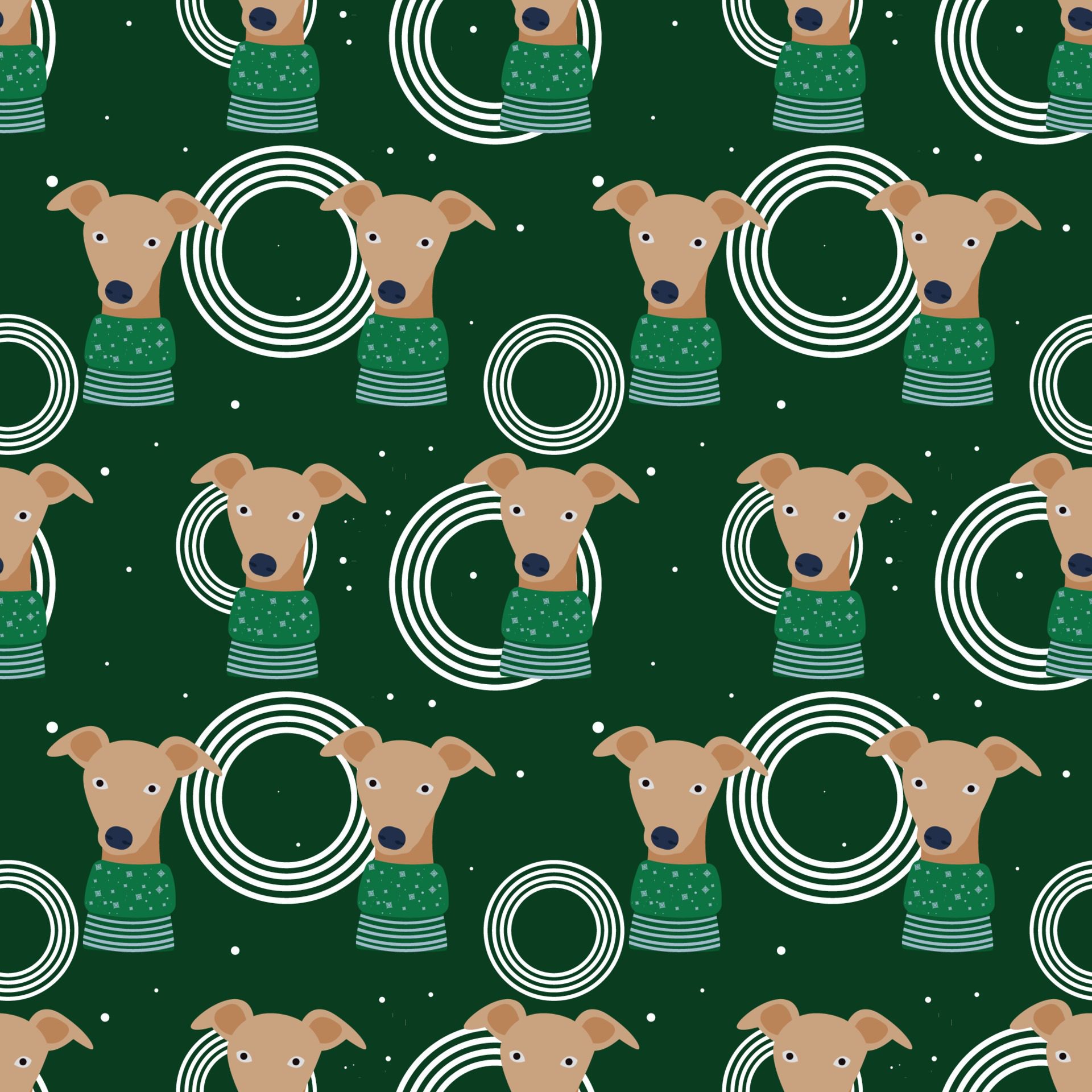 Cute Dog Christmas Pattern Vector Illustration Free Vector