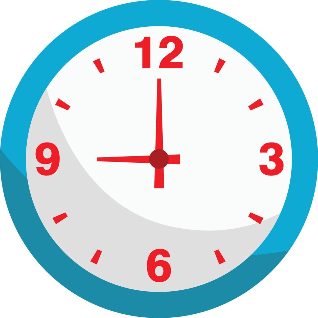 Clock icon in flat style, timer on color background. design element Stock Free