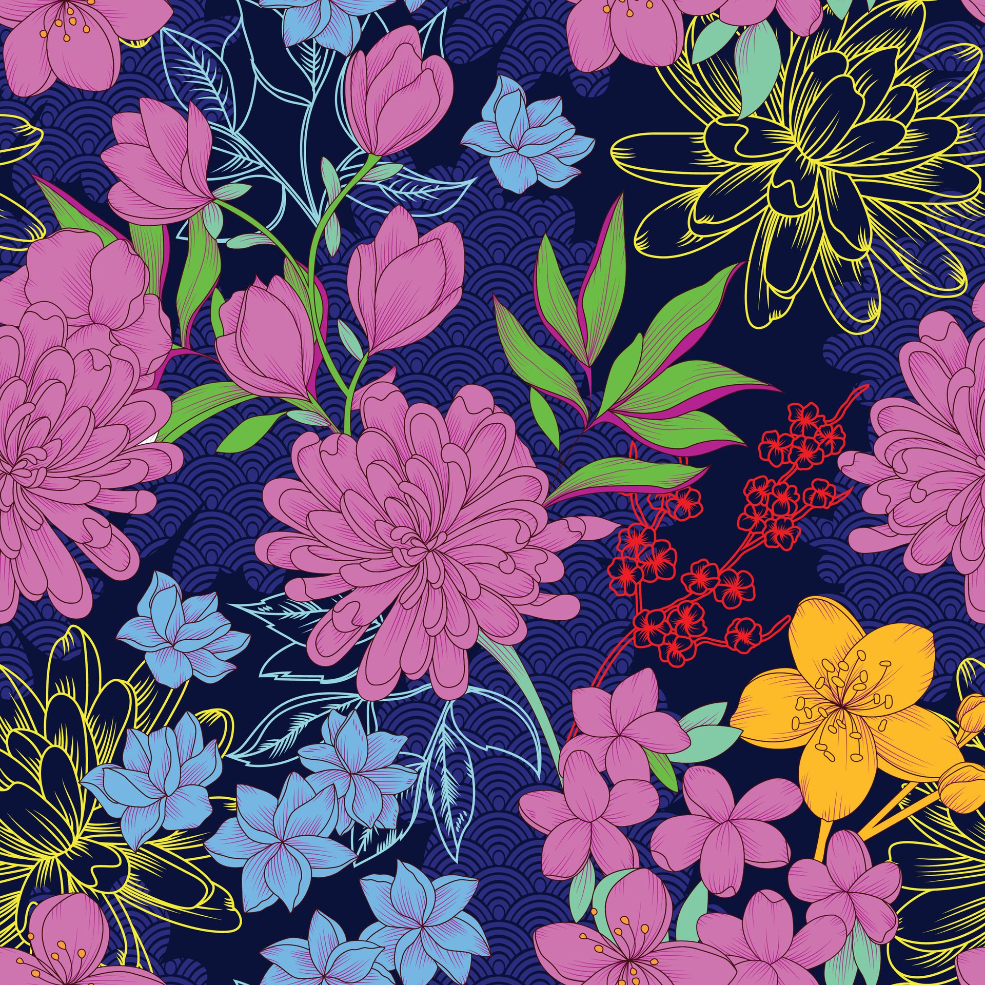 Seamless Floral Pattern in vector. Free Vector