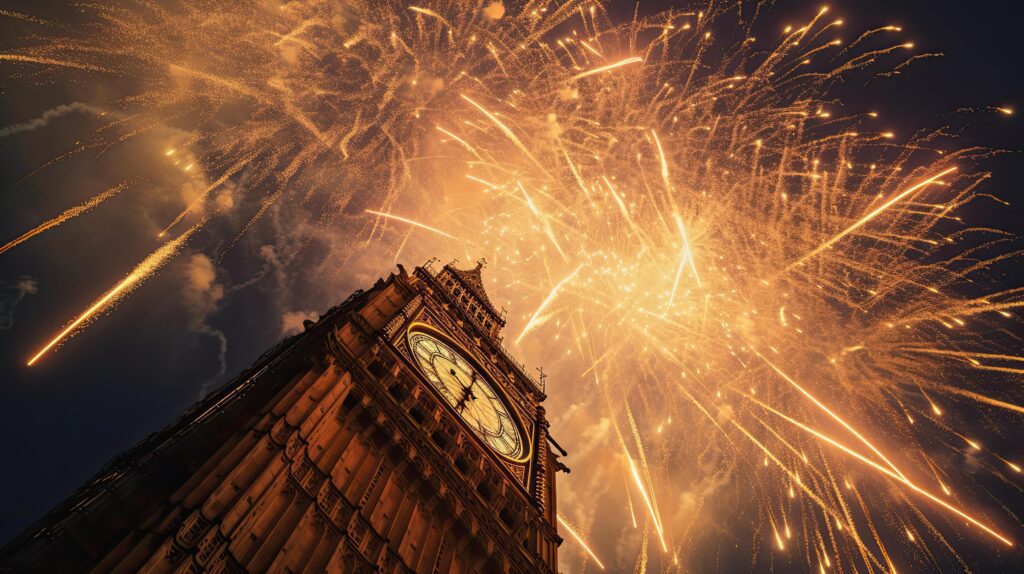 Holiday Fireworks in London. Illustration Stock Free