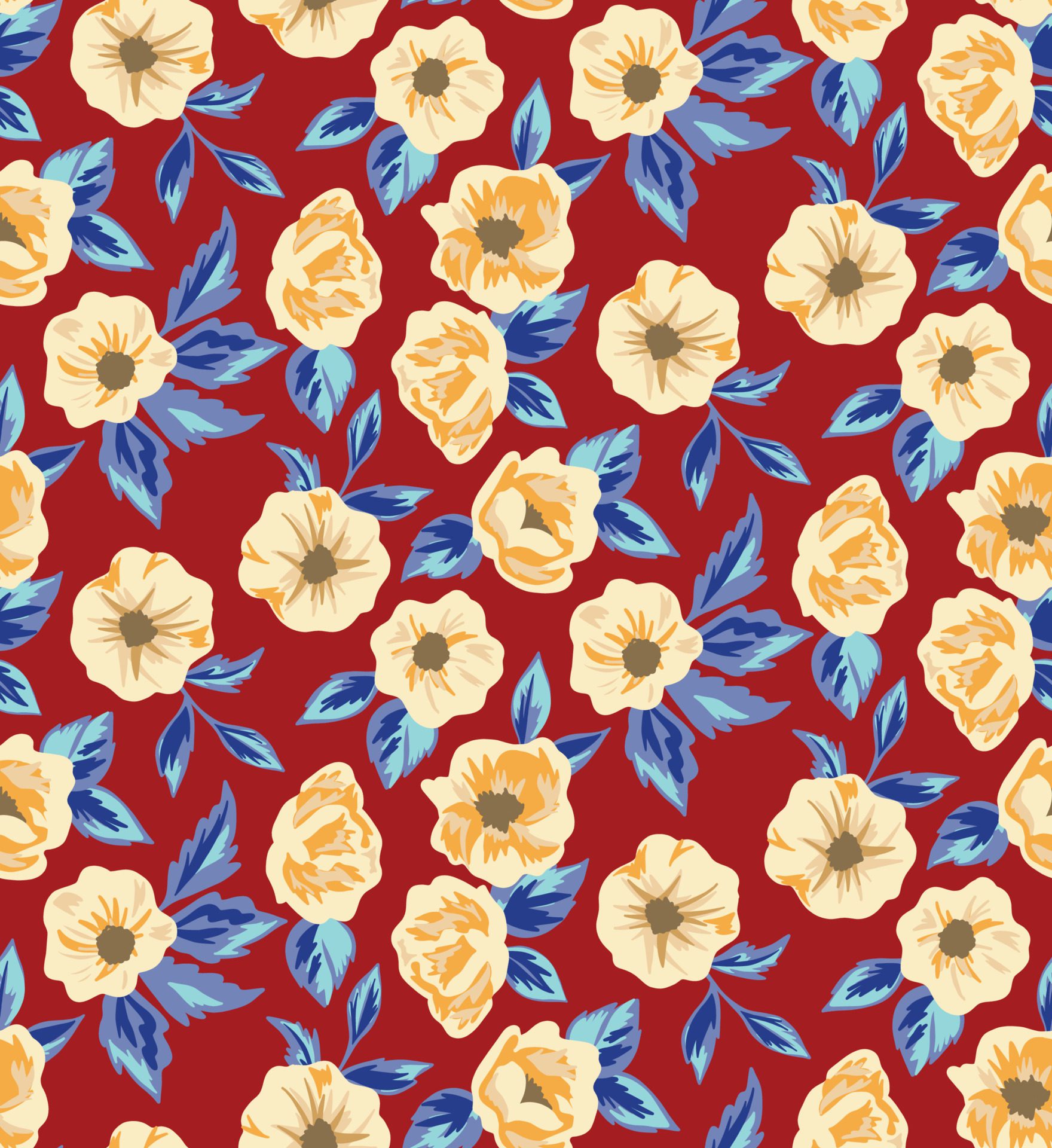 seamless floral pattern.Handmade. Wallpaper, fabric or design Free Vector