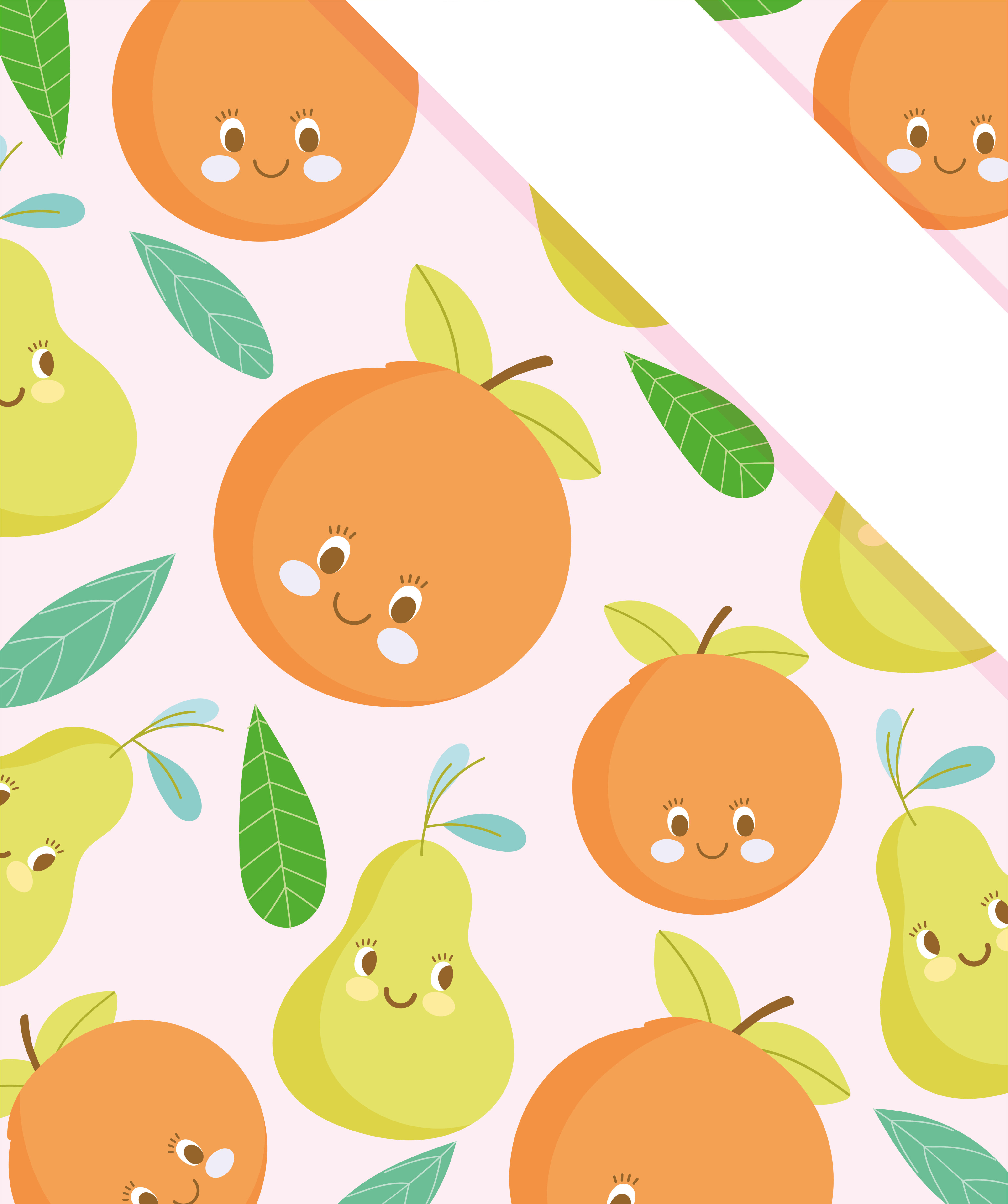 Cute cartoon fruit pattern background with corner banner Free Vector