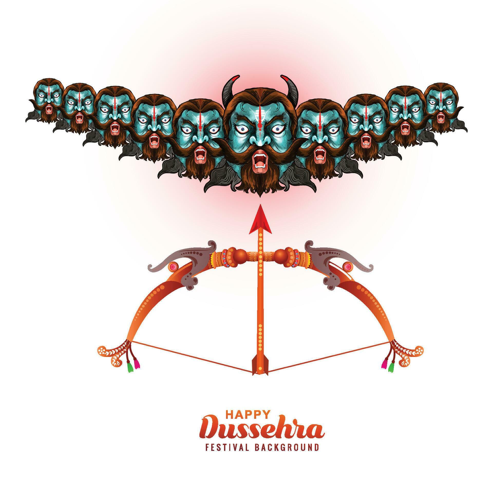 Lord rama with arrow killing ravana in happy dussehra background Stock Free