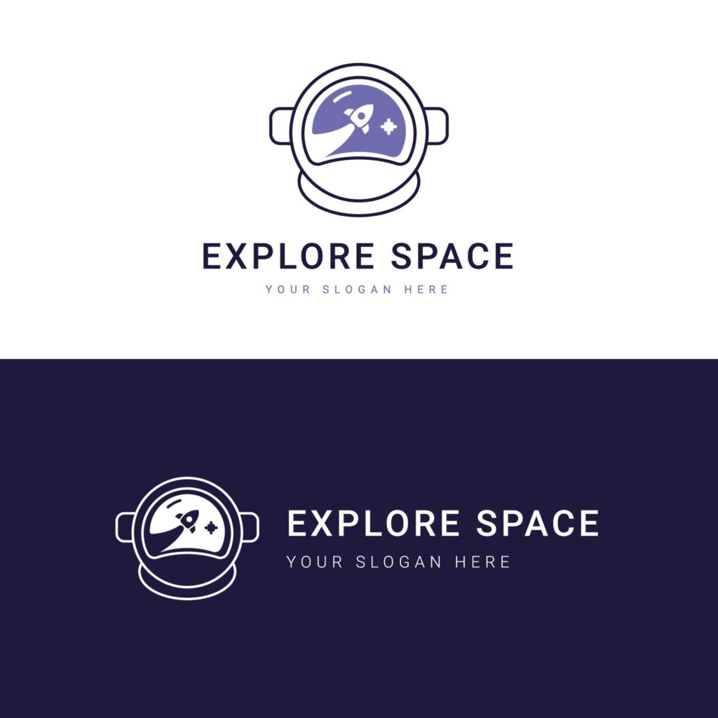 Explore Space logo template, Perfect logo for businesses related to the space industry. Space Vector Illustration. Stock Free