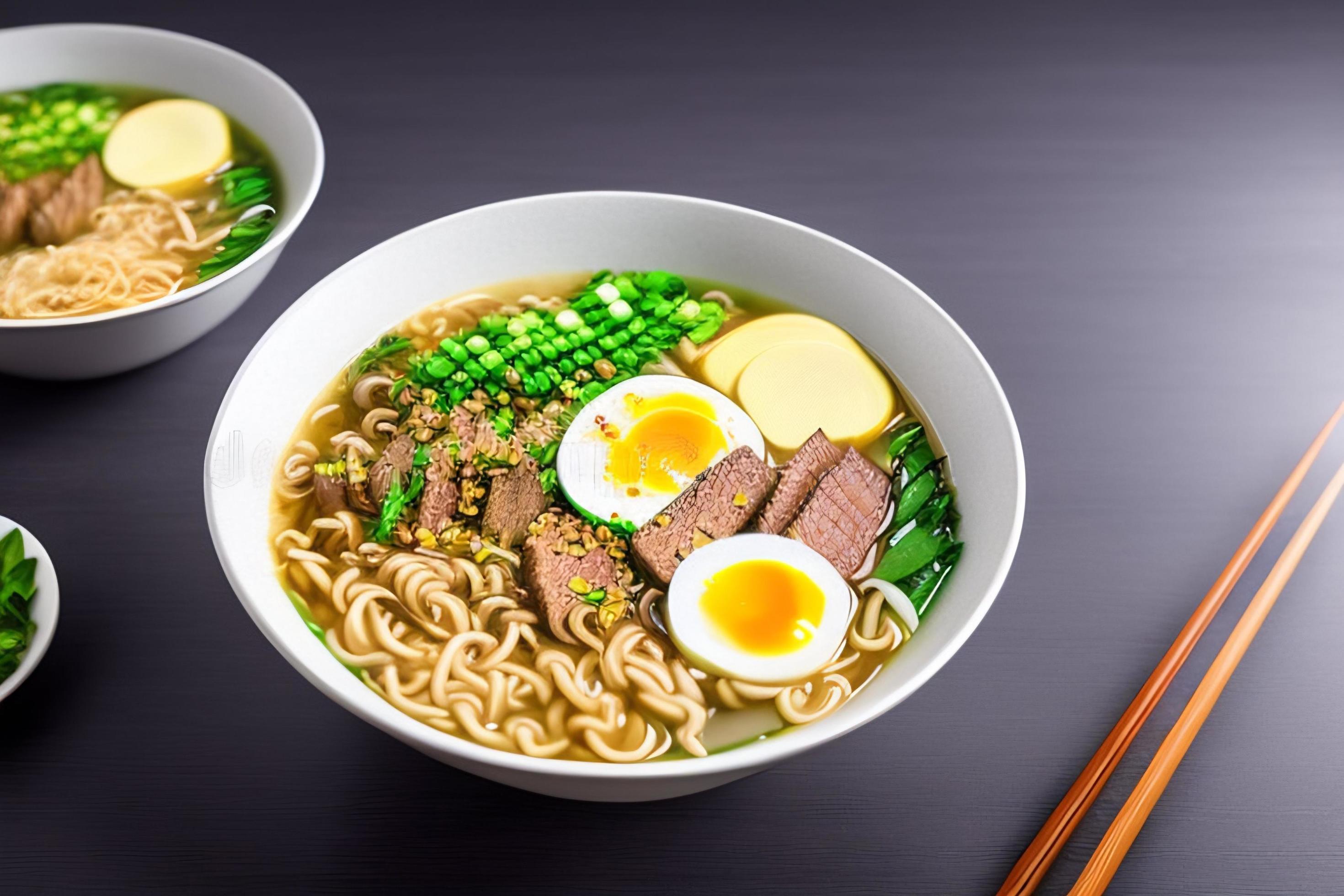 Delicious noodles. Fast food meal with appetizing pasta and chopsticks. Stock Free