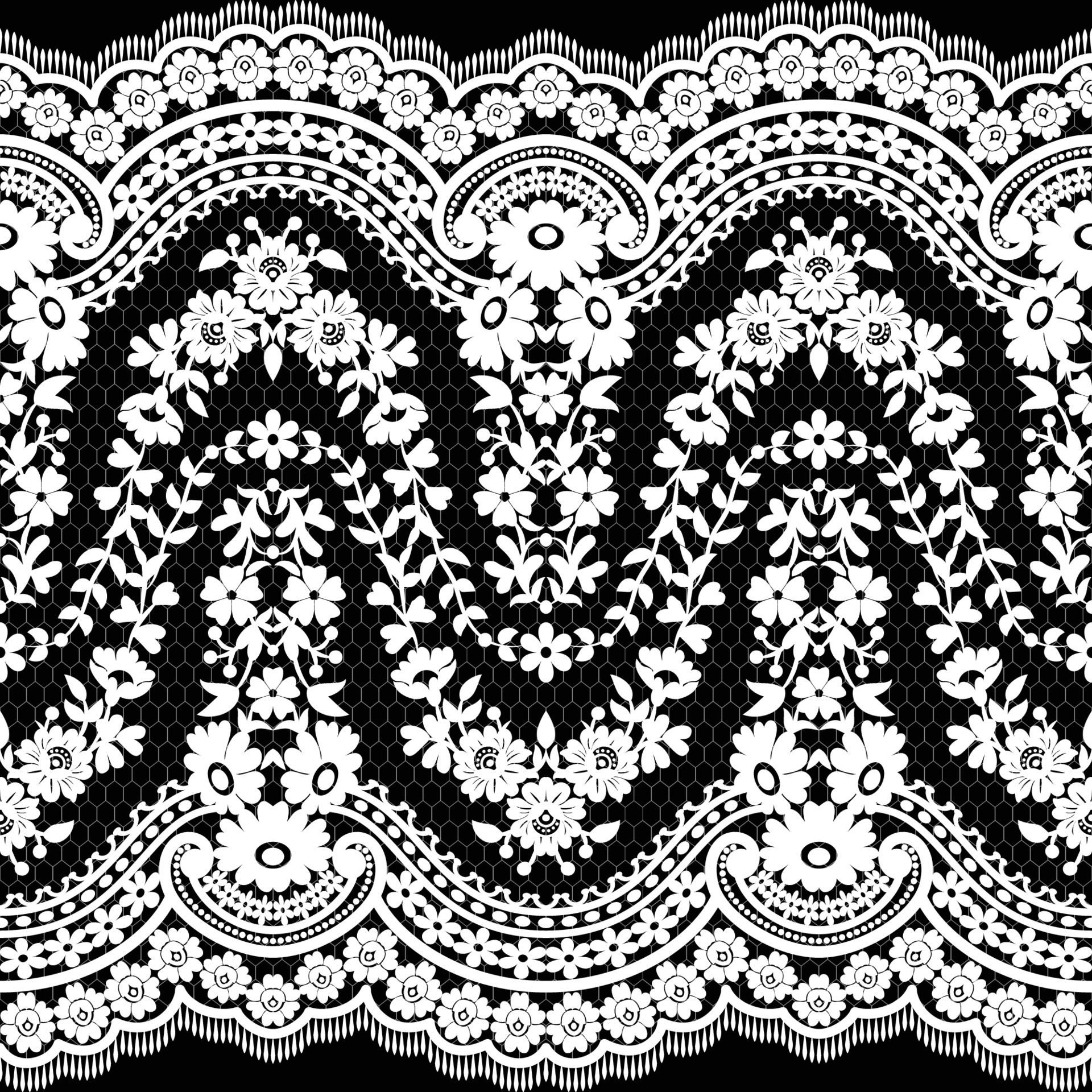 Lace seamless pattern with flowers Free Vector