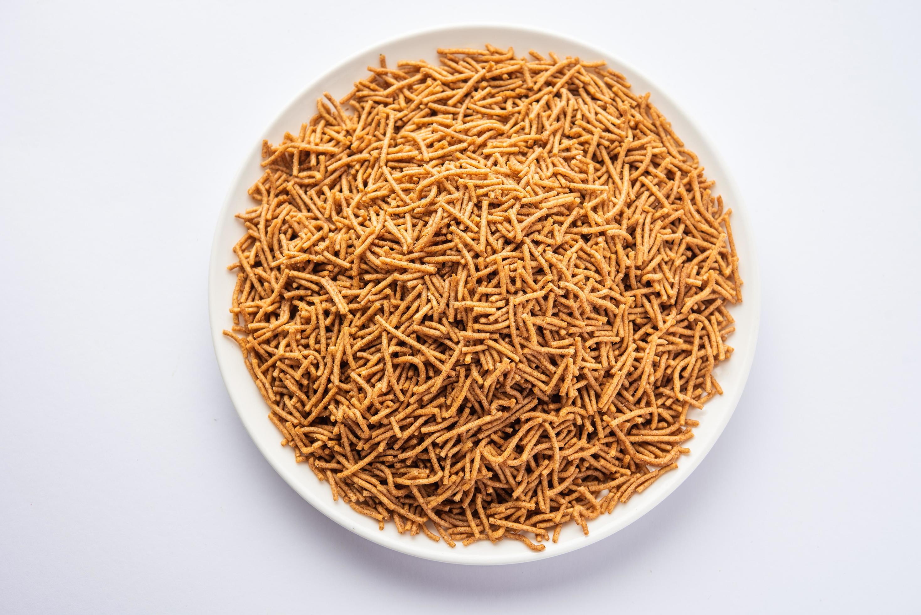 Nachni or Ragi Sev is a delicious crispy noodle made from finger millets, healthy Indian food Stock Free