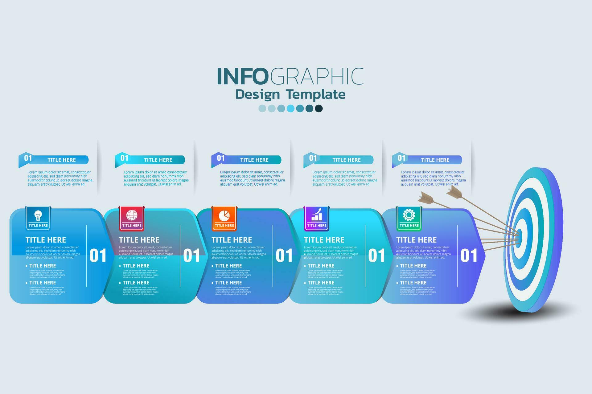 infographic template with six steps and arrows Stock Free