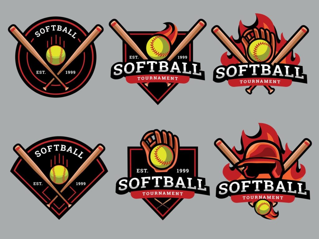 Set of Softball logos and emblems Stock Free