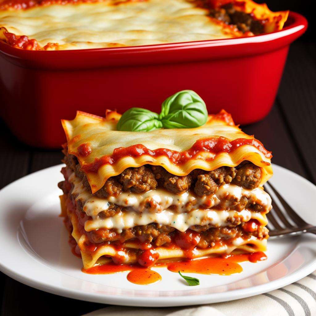 Delicious hamburger and lasagna by @ai_generated