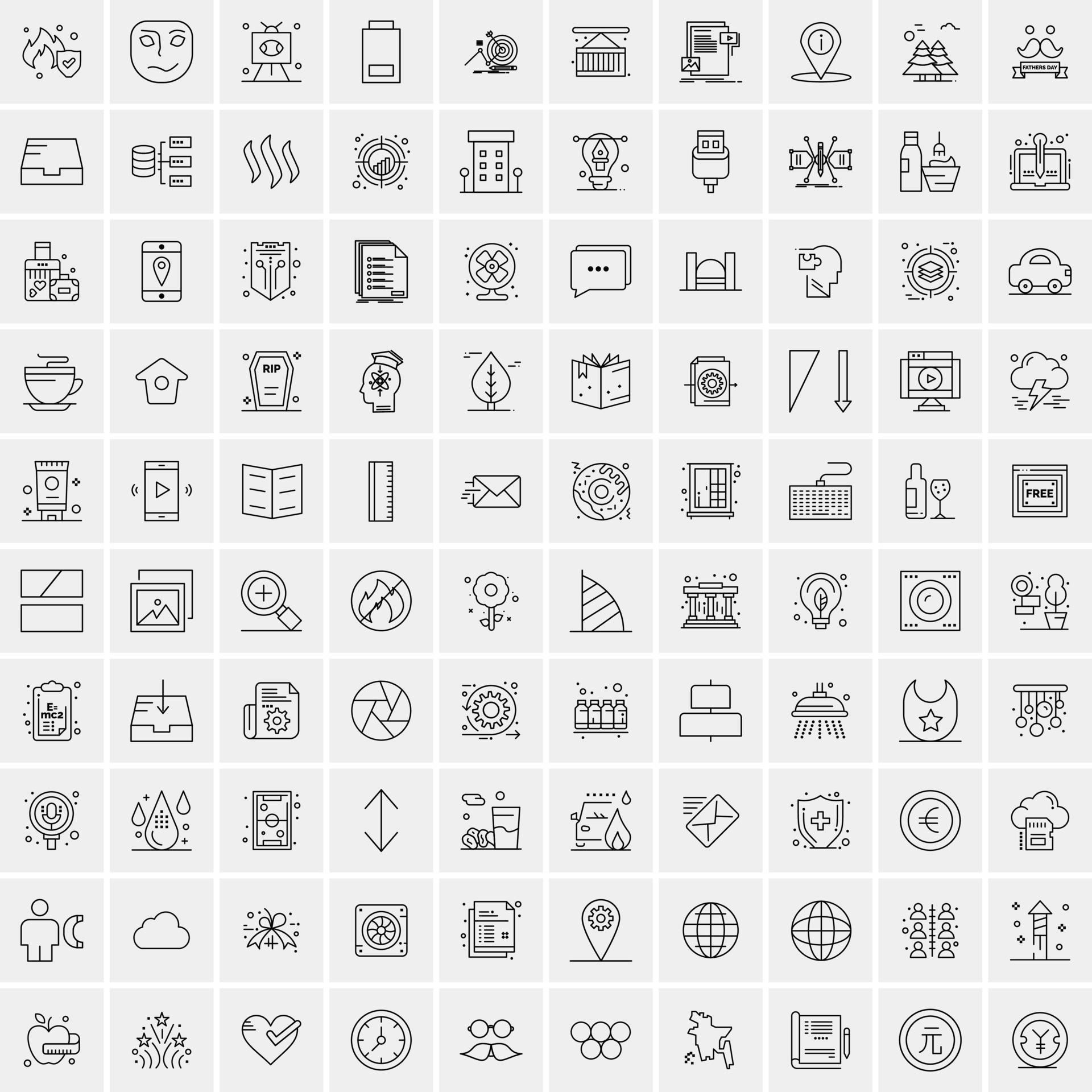 Set of 100 Universal Modern Thin Line Icons for Mobile and Web Mix Business icons Like Arrows Avat Stock Free