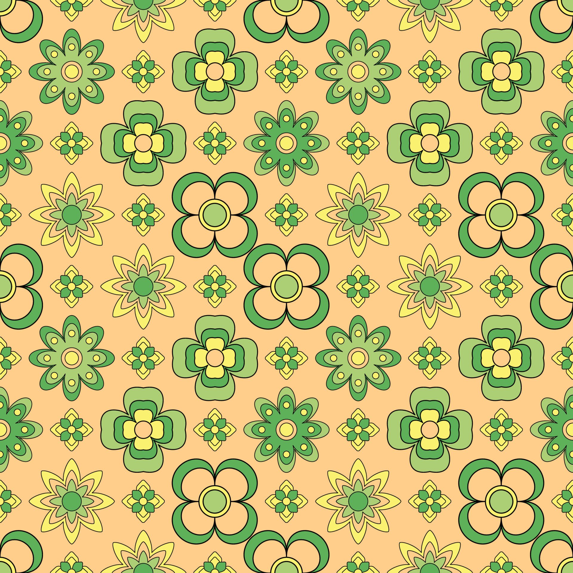 Abstract seamless groovy flower background. Free Vector