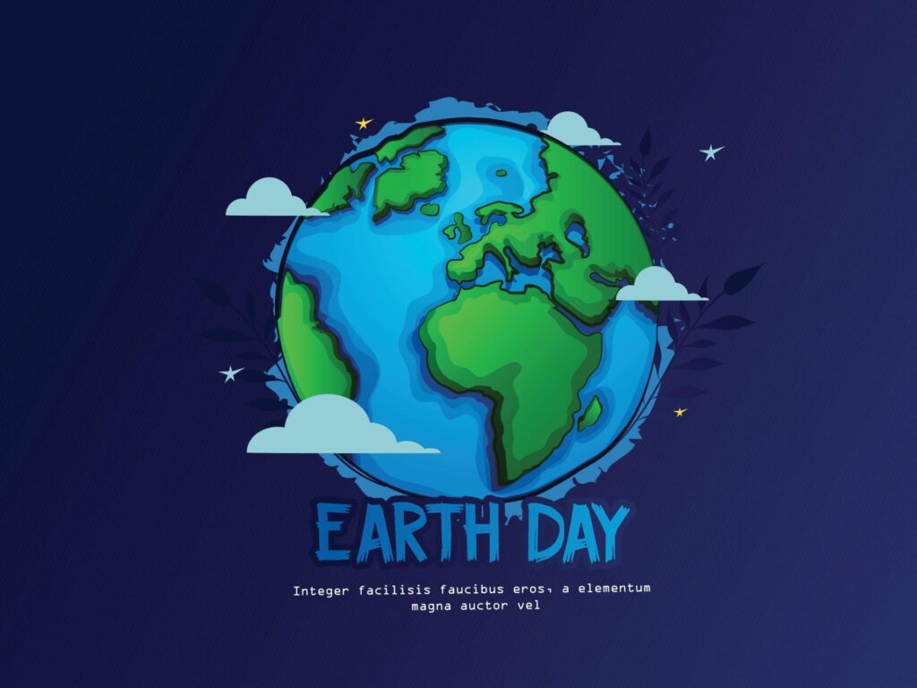 Happy Earth Day Banner Illustration of a happy earth day Happy Earth Day hand lettering logo decorated by leaves Stock Free