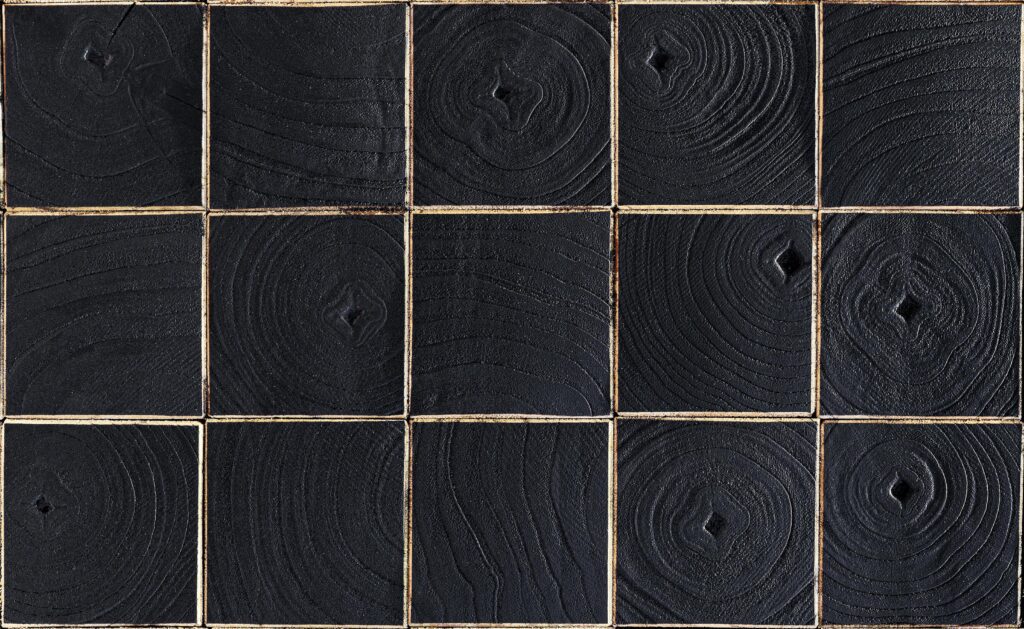 Texture black square wooden pattern wall background Stock Free