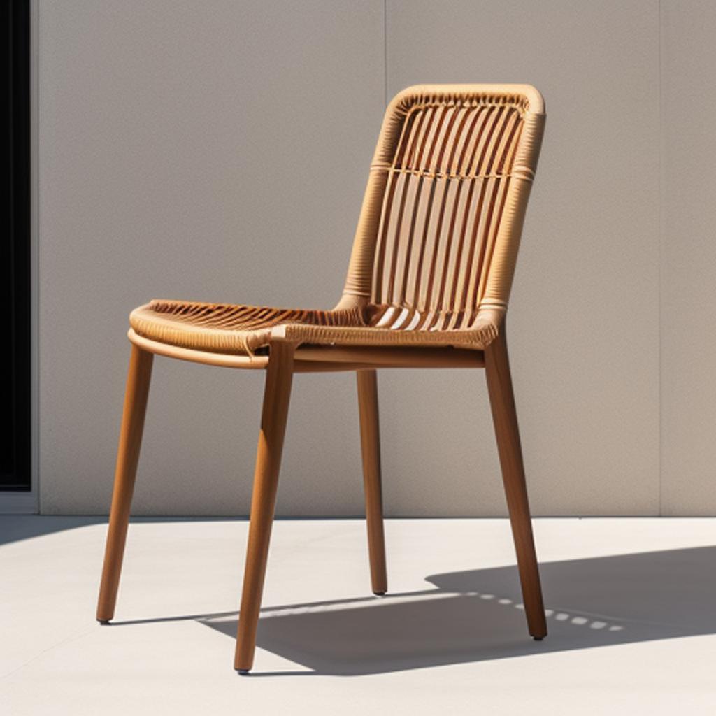 Minimalist rattan dining chair, by @ai_generated