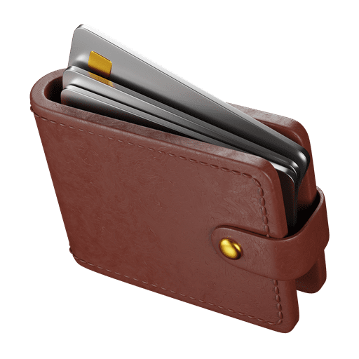 Wallet, money, credit card 3D illustration